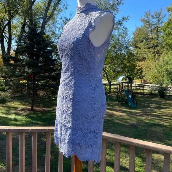 Free People crochet dress, steel grey violet. Open back - Picture 3 of 10